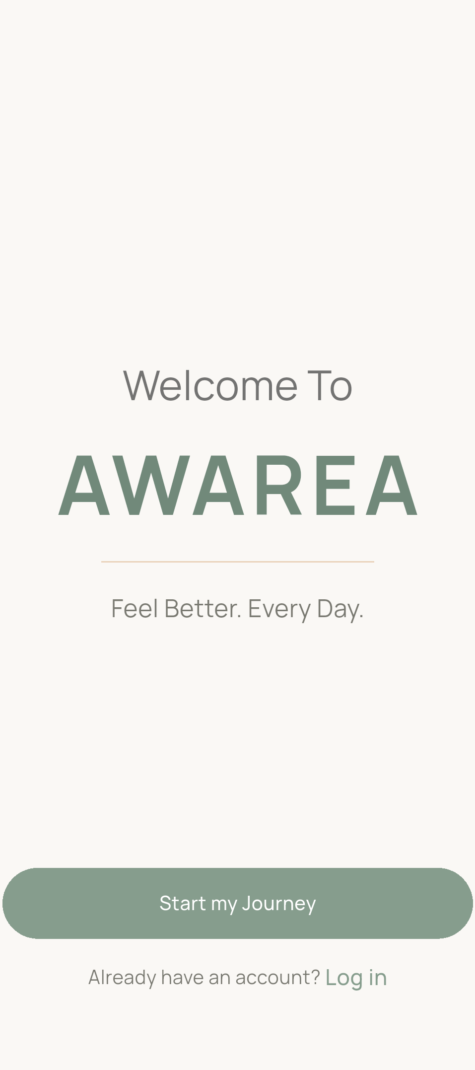 Awarea welcome screen